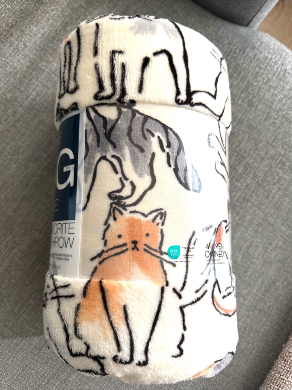 Cats Printed Oversized Plush Throw Blanket 5x6 ft - The Big One - Picture 3 of 4